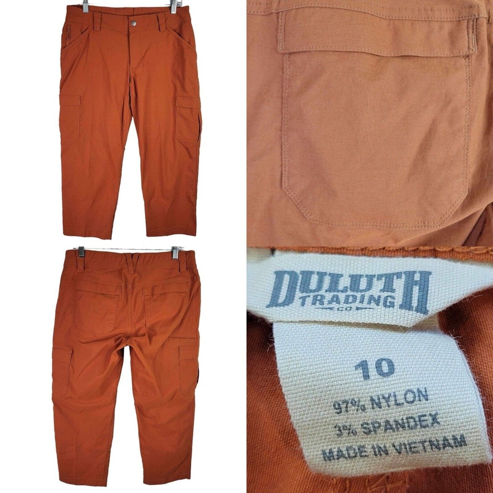Duluth Trading Co Pants Women’s Dry on the Fly Capri Cargo Snap Size 10 Rust